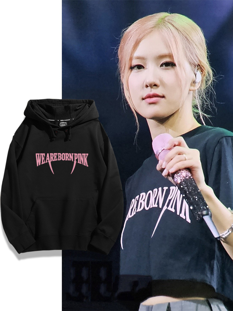 rose樸彩英bornpink周邊 2025秋冬新款 親子情侶裝連帽衛衣