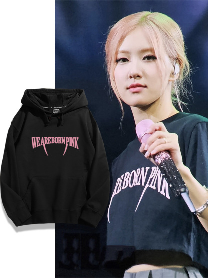 rose樸彩英bornpink周邊 2025秋冬新款 親子情侶裝連帽衛衣