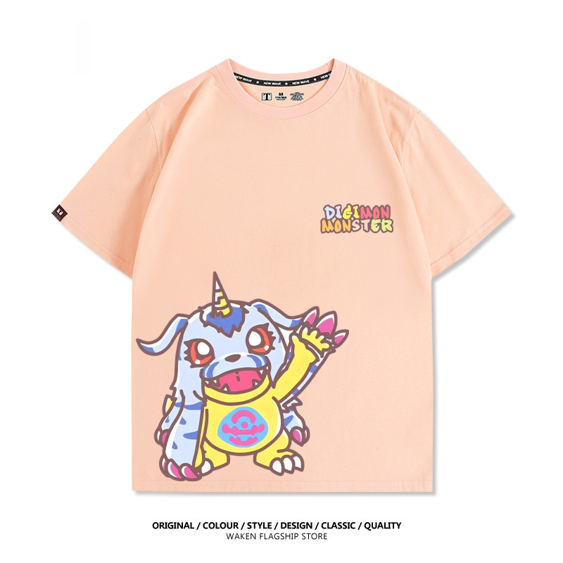 數碼寶貝 2025親子情侶男女同款 印花短袖T恤