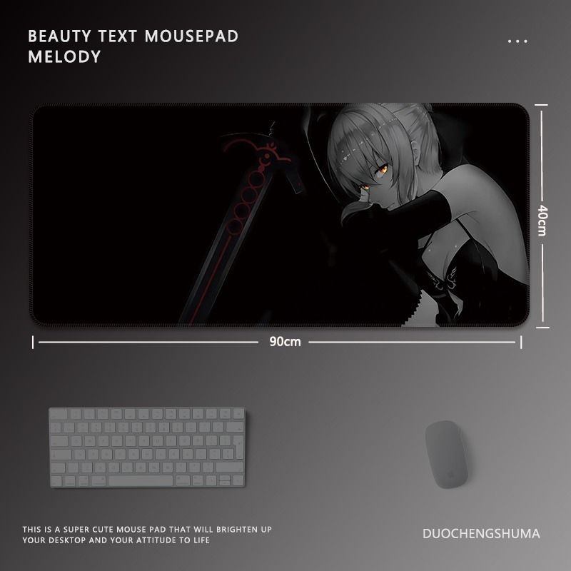 黑色動漫女孩 主題桌墊 布質滑鼠墊-ZUIHANG SHOP