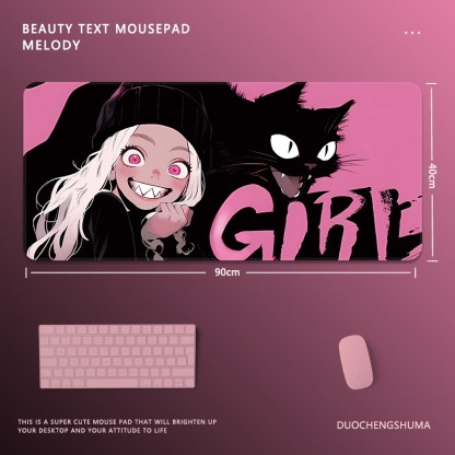 塗鴉黑貓女孩 主題桌墊 布質滑鼠墊-ZUIHANG SHOP