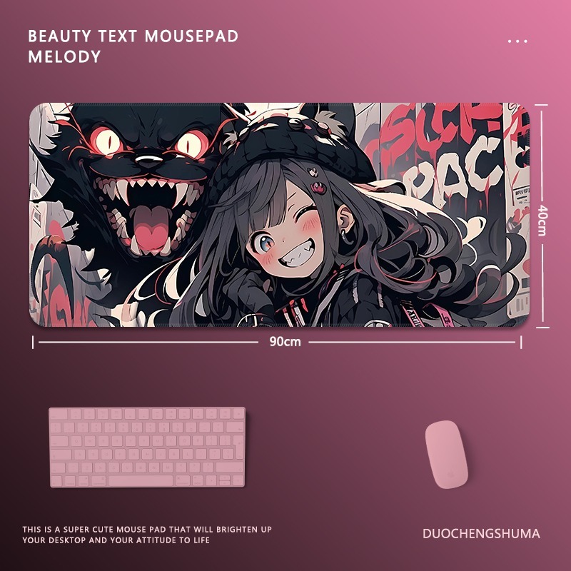 塗鴉黑貓女孩 主題桌墊 布質滑鼠墊-ZUIHANG SHOP