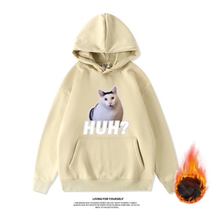 Huh貓新款 寬鬆百搭 秋冬款 加絨加厚連帽T-ZUIHANG