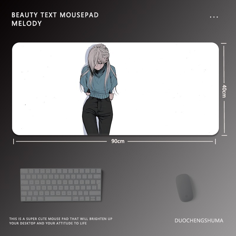 黑色動漫女孩 主題桌墊 布質滑鼠墊-ZUIHANG SHOP