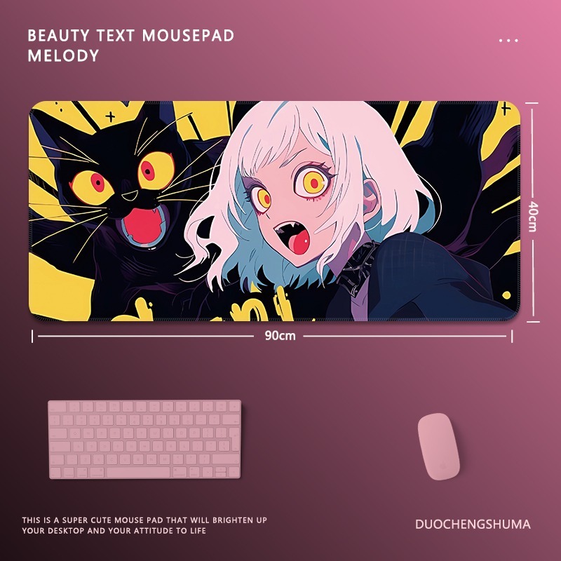 塗鴉黑貓女孩 主題桌墊 布質滑鼠墊-ZUIHANG SHOP
