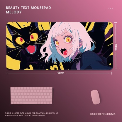 塗鴉黑貓女孩 主題桌墊 布質滑鼠墊-ZUIHANG SHOP