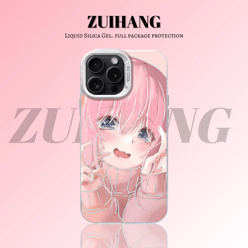 孤獨搖滾彩銀線條漸變防摔手機殼