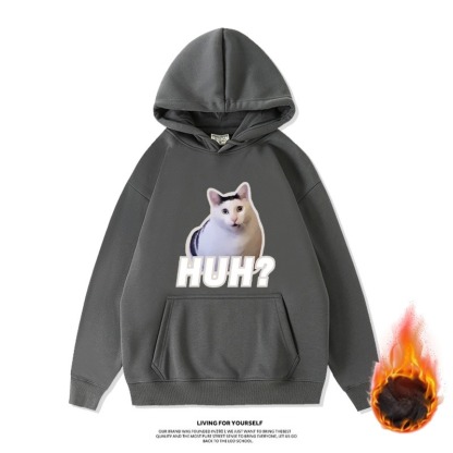 Huh貓新款 寬鬆百搭 秋冬款 加絨加厚連帽T-ZUIHANG