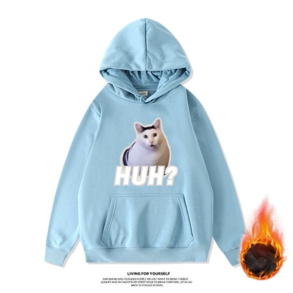 Huh貓新款 寬鬆百搭 秋冬款 加絨加厚連帽T-ZUIHANG