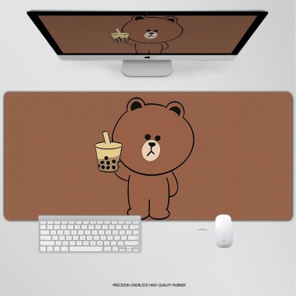 布朗熊 主題桌墊 布質滑鼠墊-ZUIHANG SHOP
