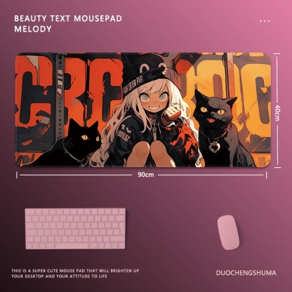 塗鴉黑貓女孩 主題桌墊 布質滑鼠墊-ZUIHANG SHOP
