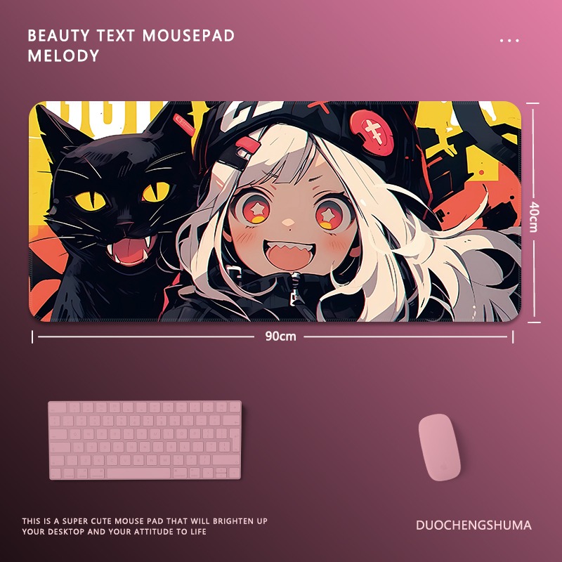 塗鴉黑貓女孩 主題桌墊 布質滑鼠墊-ZUIHANG SHOP