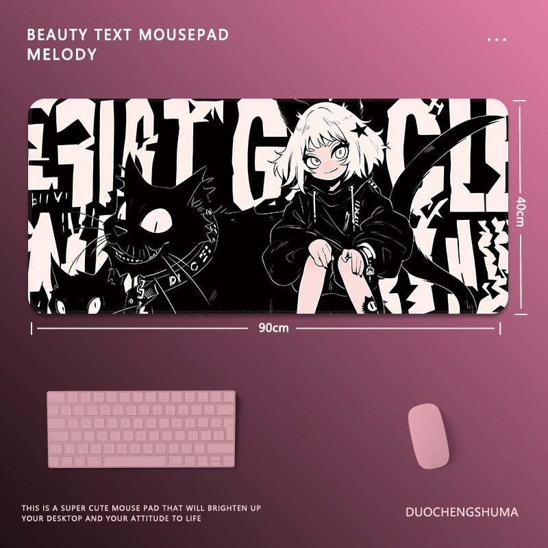 塗鴉黑貓女孩 主題桌墊 布質滑鼠墊-ZUIHANG SHOP