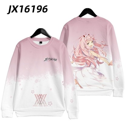 DARLING in the FRANXX 動漫周邊 秋冬潮流寬鬆休閒連帽T