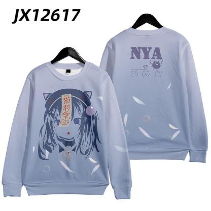 貓羽雫 動漫周邊 秋冬潮流寬鬆休閒連帽T
