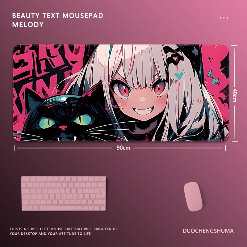 塗鴉黑貓女孩 主題桌墊 布質滑鼠墊-ZUIHANG SHOP