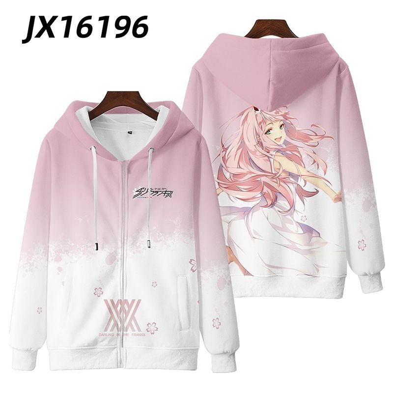 DARLING in the FRANXX 動漫周邊 秋冬潮流寬鬆休閒連帽T