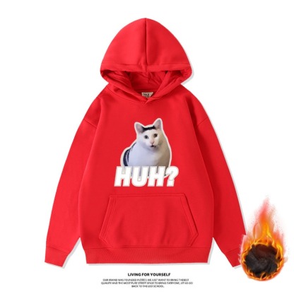 Huh貓新款 寬鬆百搭 秋冬款 加絨加厚連帽T-ZUIHANG