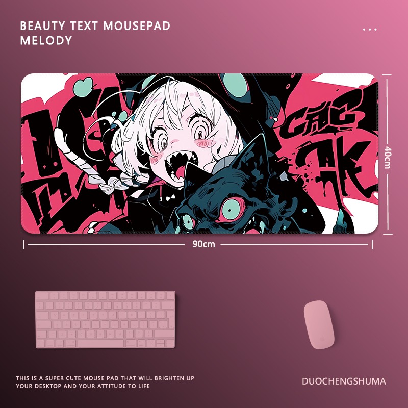 塗鴉黑貓女孩 主題桌墊 布質滑鼠墊-ZUIHANG SHOP