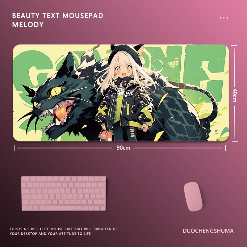 塗鴉黑貓女孩 主題桌墊 布質滑鼠墊-ZUIHANG SHOP