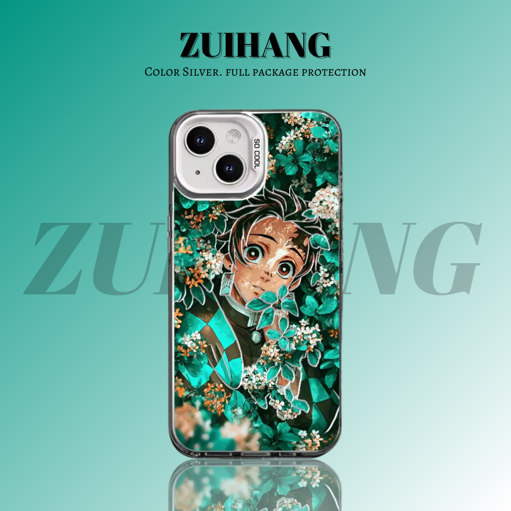 鬼滅之刃 極光彩銀 線條漸變防摔手機殼-ZUIHANG SHOP