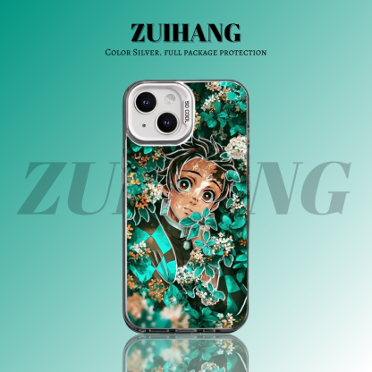 鬼滅之刃 極光彩銀 線條漸變防摔手機殼-ZUIHANG SHOP