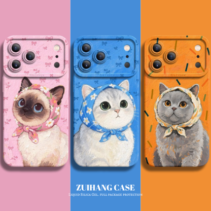 頭巾貓咪液態矽膠全包防摔軟殼