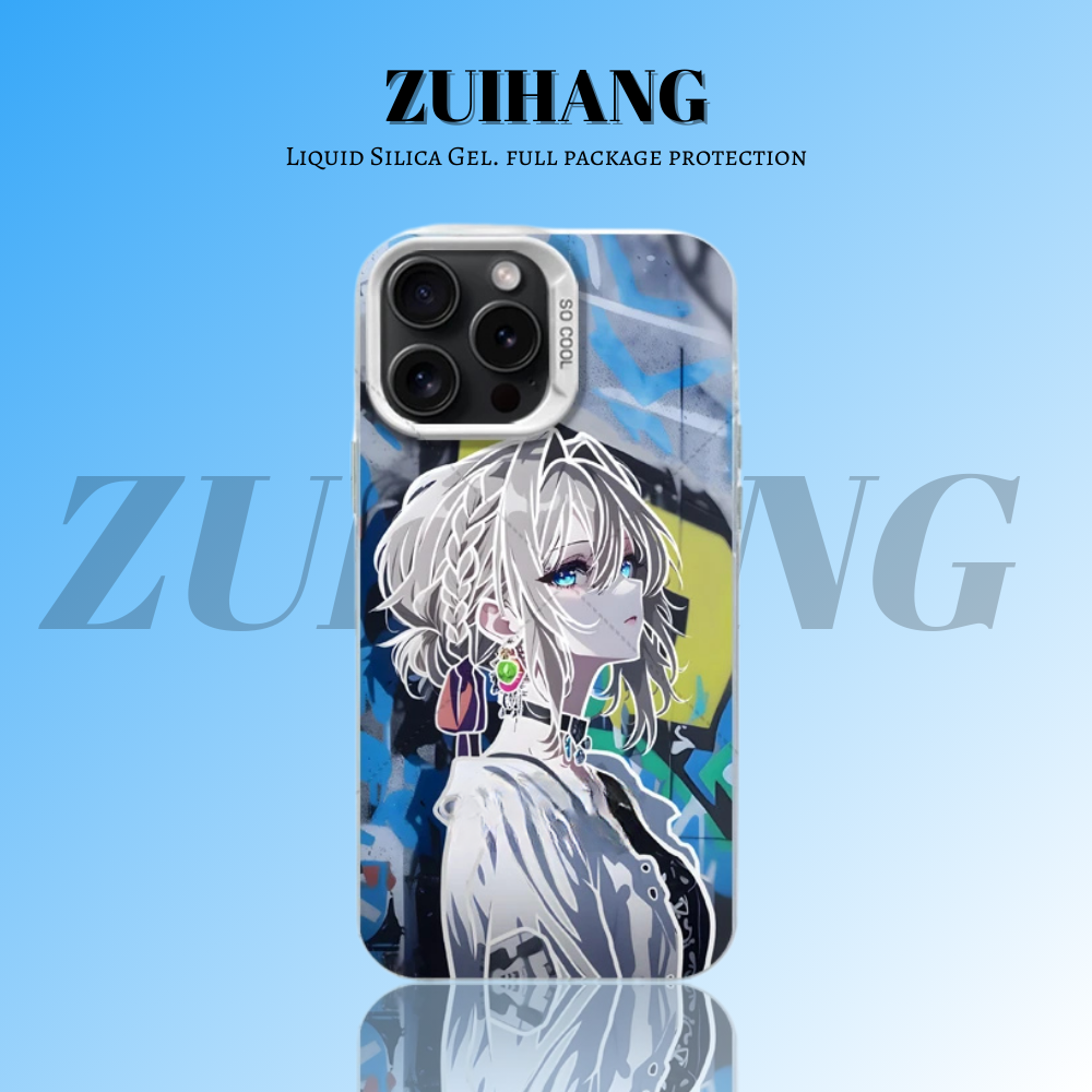 紫羅蘭永恆花園彩銀線條漸變防摔手機殼-ZUIHANG SHOP