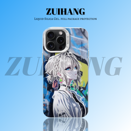紫羅蘭永恆花園彩銀線條漸變防摔手機殼-ZUIHANG SHOP
