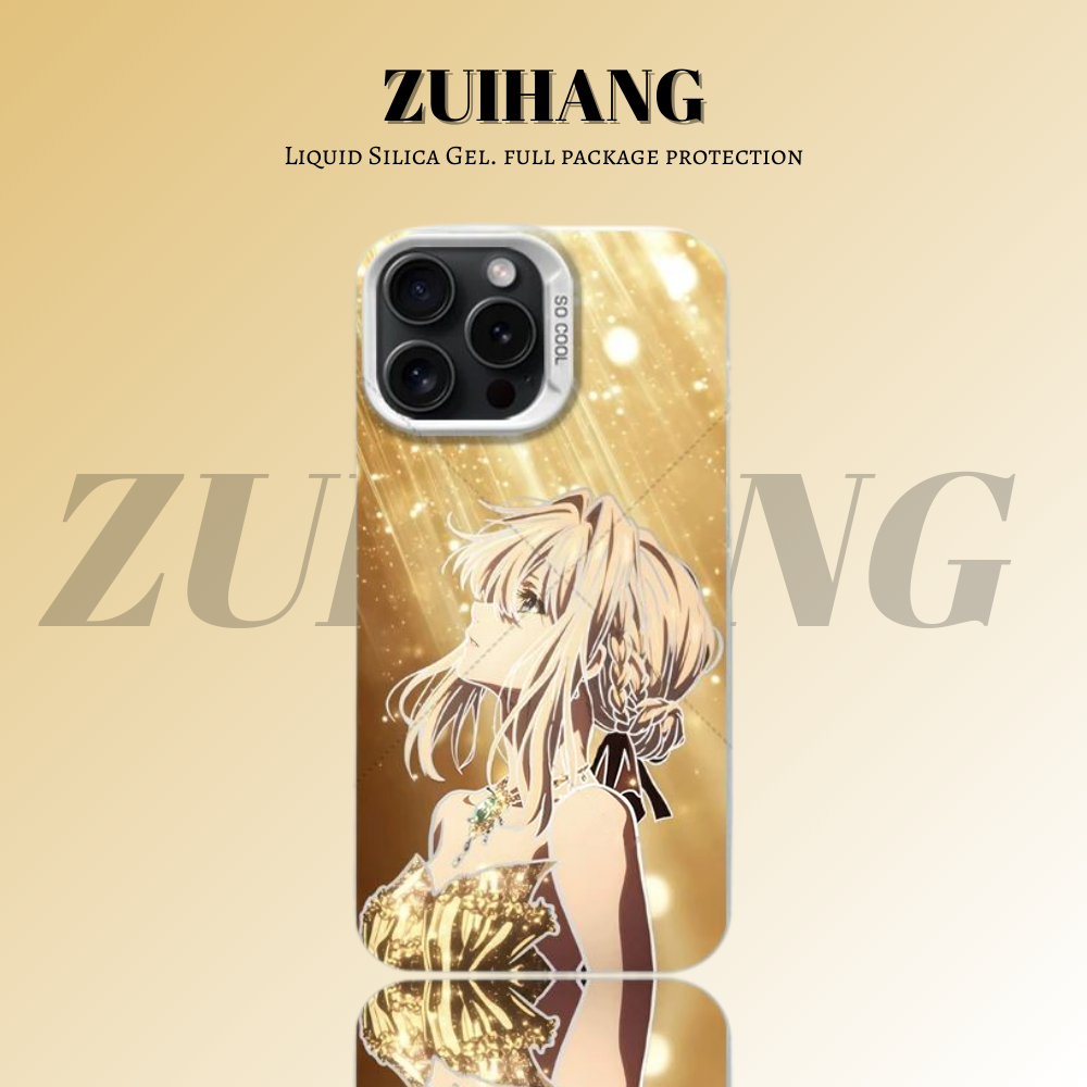 紫羅蘭永恆花園彩銀線條漸變防摔手機殼-ZUIHANG SHOP