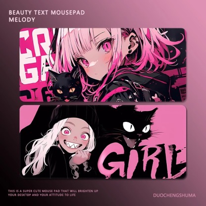 塗鴉黑貓女孩 主題桌墊 布質滑鼠墊-ZUIHANG SHOP