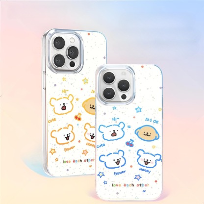 線條小狗極光金防摔手機殼