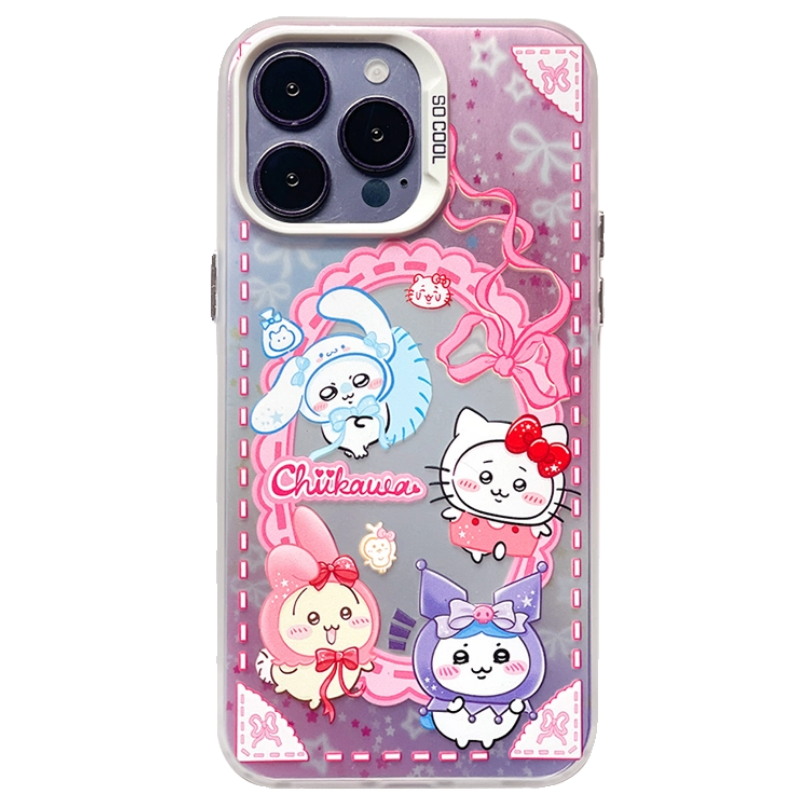 Chiikawa彩銀線條漸變防摔手機殼