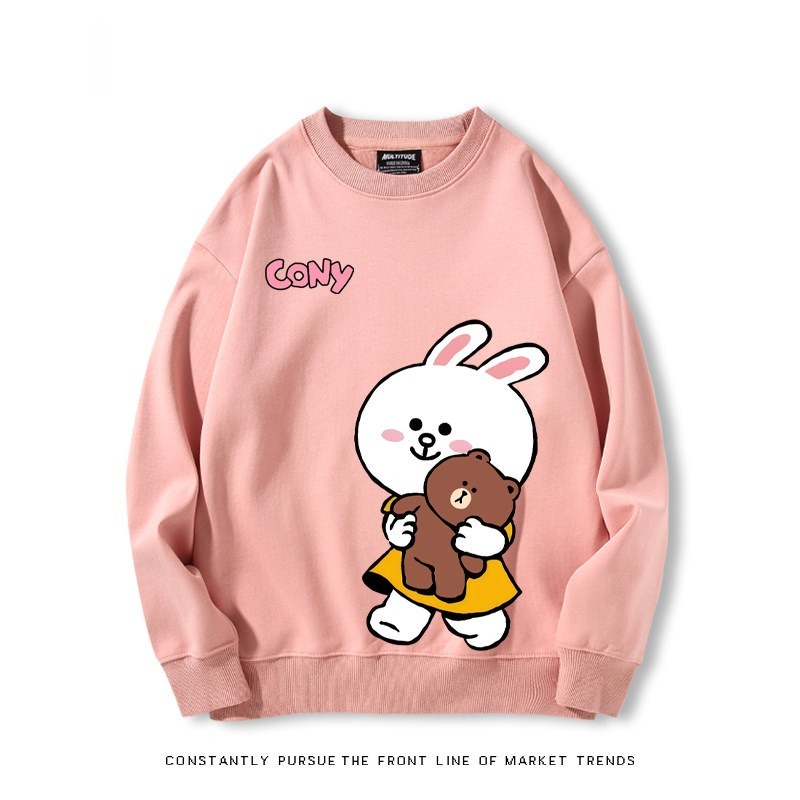 布朗熊可妮兔 秋冬新款 親子情侶裝圓領長袖