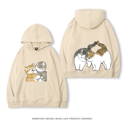 貓福珊迪猫咪可爱印花連帽衛衣