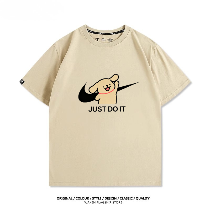 線條小狗 2025親子情侶男女同款 印花短袖T恤