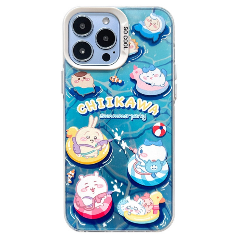 Chiikawa彩銀線條漸變防摔手機殼