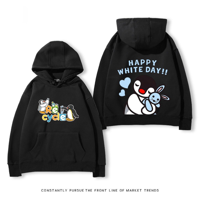 企鵝Pingu 秋冬新款 親子情侶裝連帽衛衣