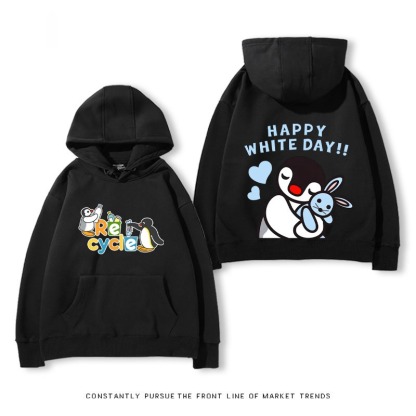 企鵝Pingu 秋冬新款 親子情侶裝連帽衛衣