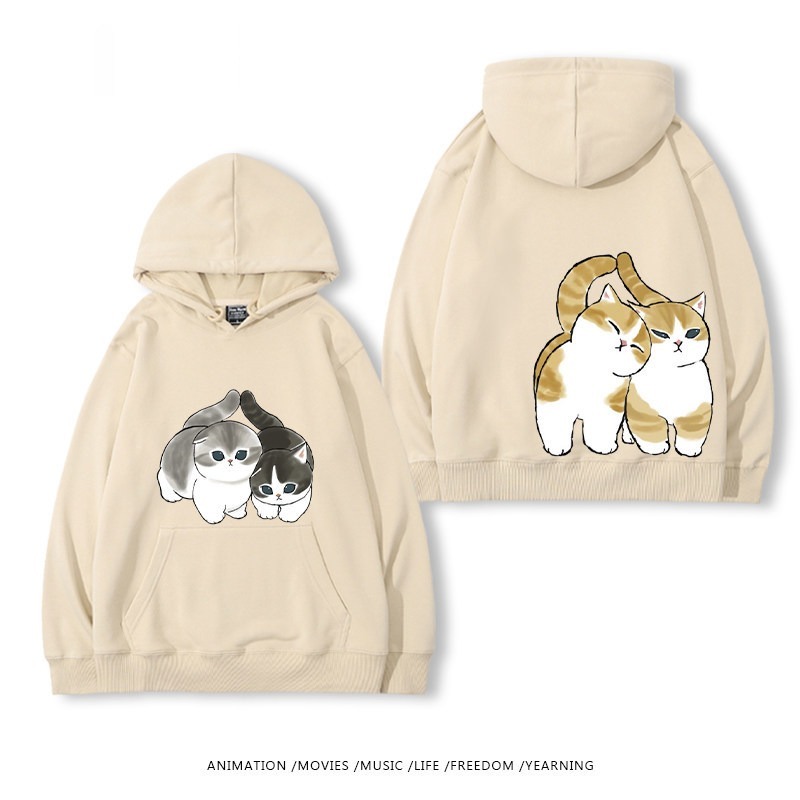 貓福珊迪猫咪可爱印花連帽衛衣