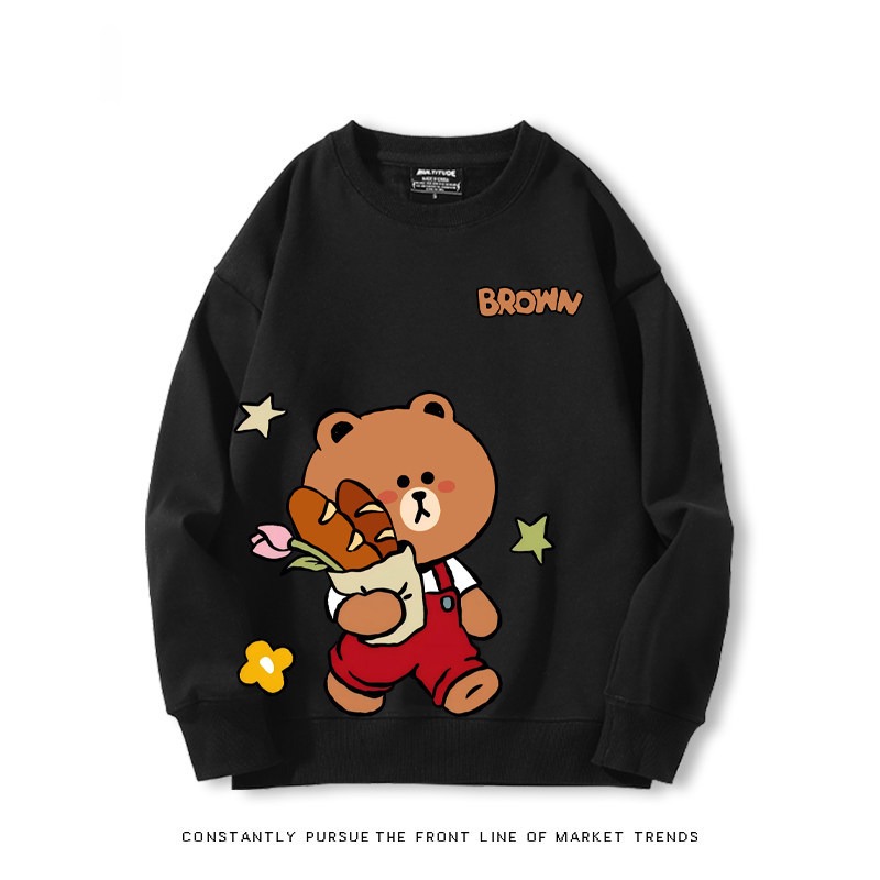布朗熊可妮兔 秋冬新款 親子情侶裝圓領長袖