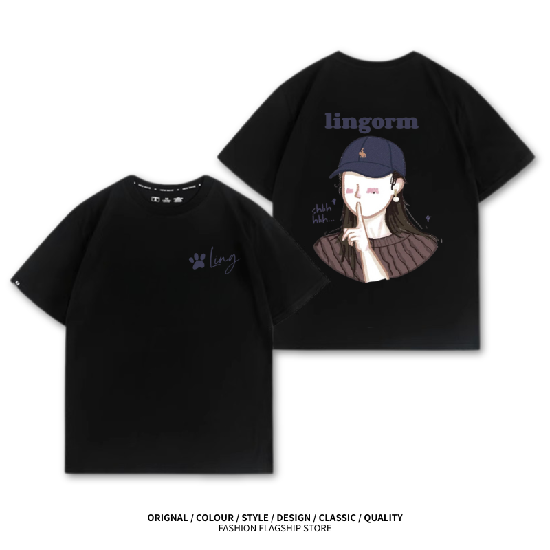 LINGORM 2025親子情侶男女同款 印花短袖T恤