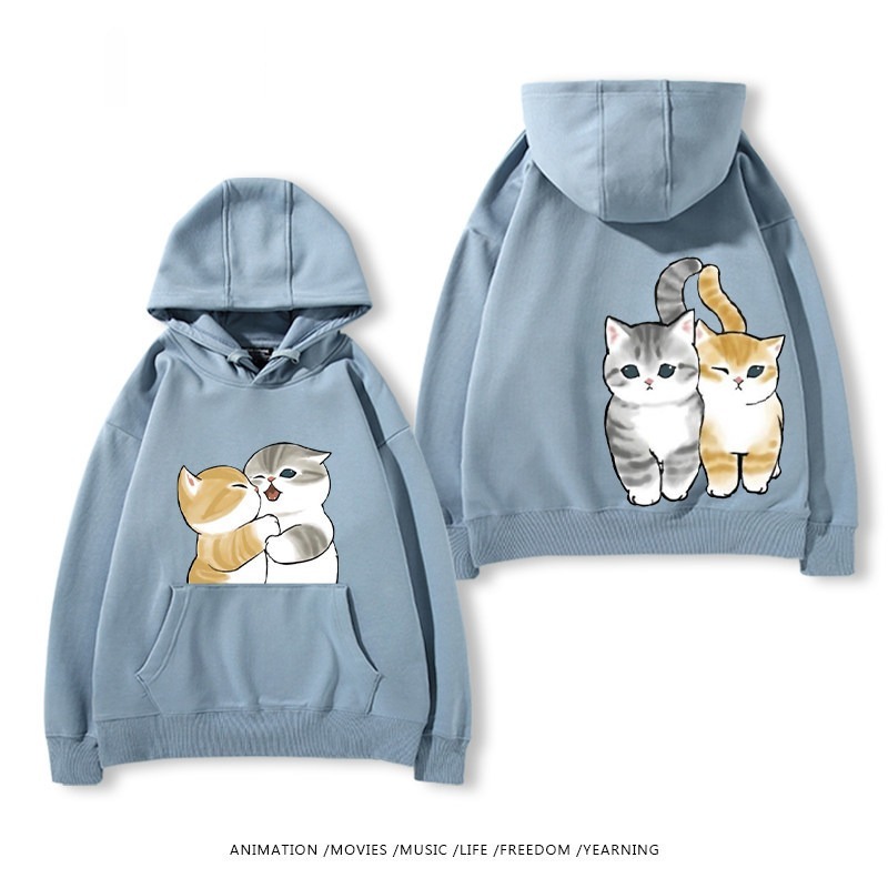 貓福珊迪猫咪可爱印花連帽衛衣