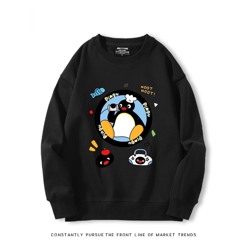 企鵝pingu 秋冬新款 親子情侶裝圓領長袖