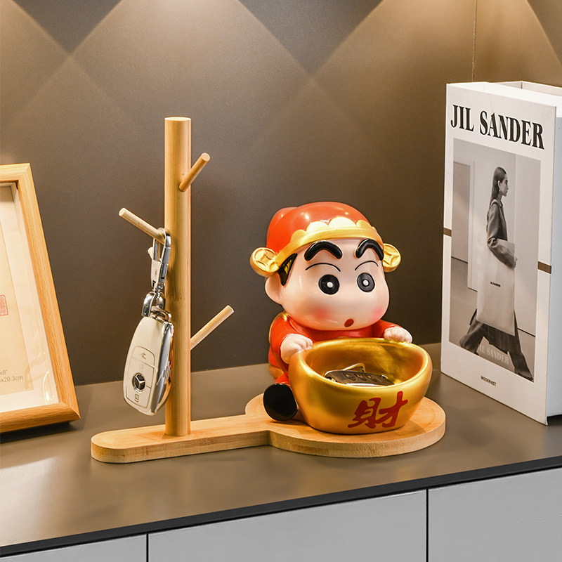 蠟筆小新財神入戶玄關鑰匙收納擺件