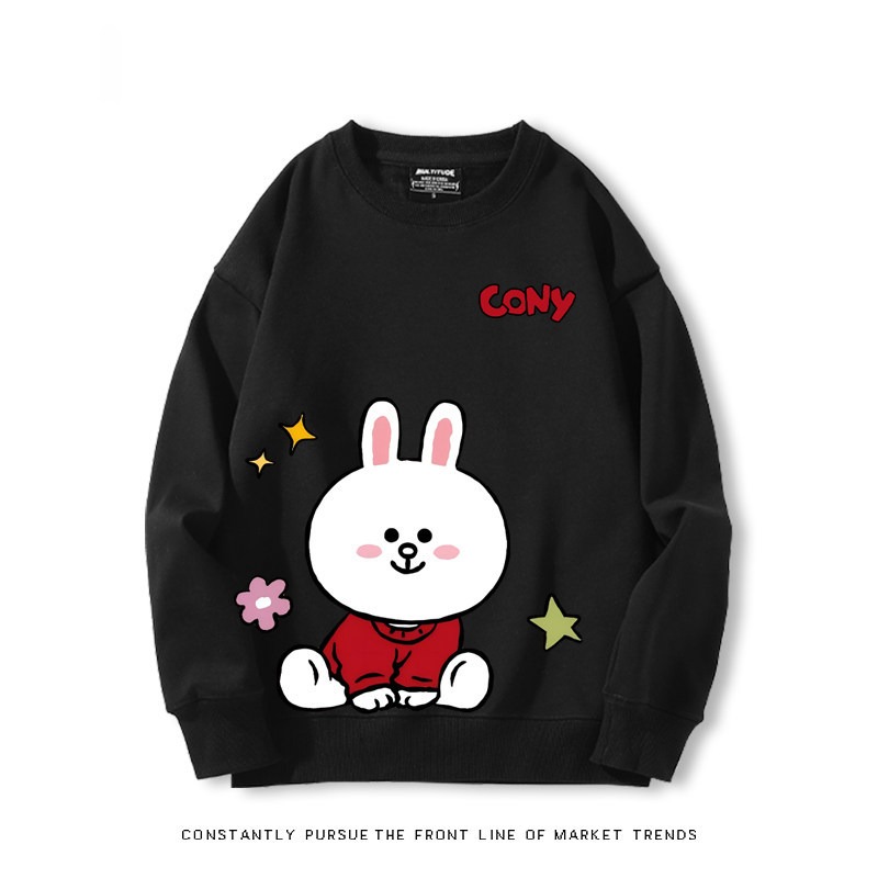 布朗熊可妮兔 秋冬新款 親子情侶裝圓領長袖