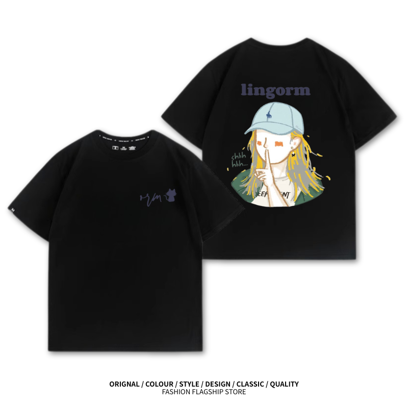 LINGORM 2025親子情侶男女同款 印花短袖T恤