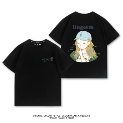 LINGORM 2025親子情侶男女同款 印花短袖T恤
