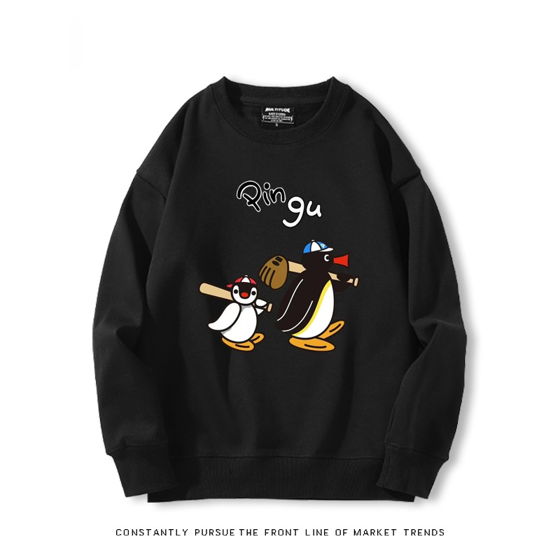 企鵝pingu 秋冬新款 親子情侶裝圓領長袖