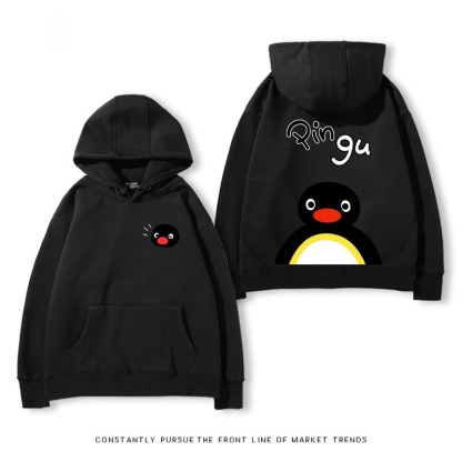 企鵝Pingu 秋冬新款 親子情侶裝連帽衛衣